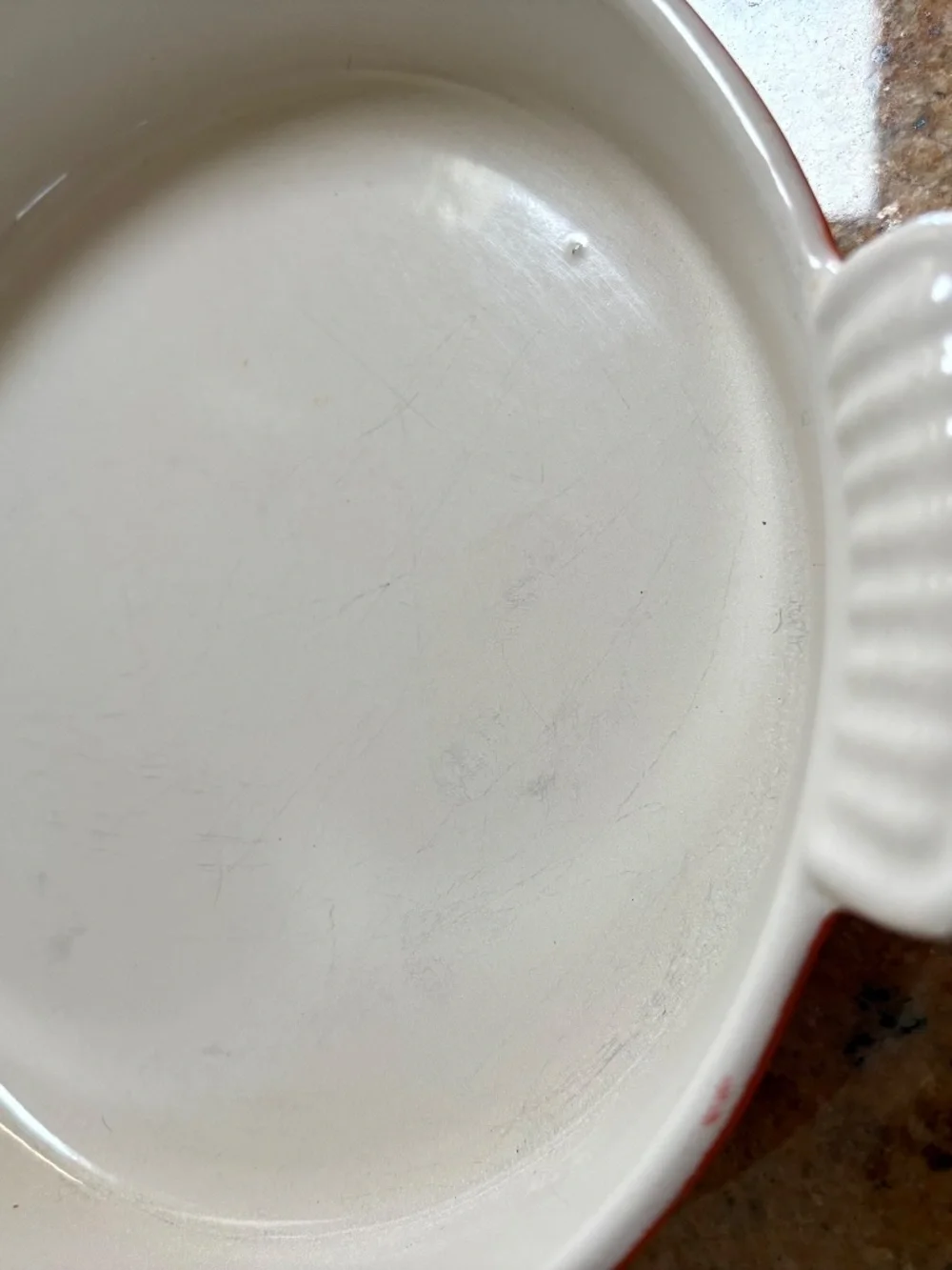 Vintage Le Creuset Flame Orange Enameled Cast Iron Gratin Dish #22